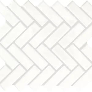 Color Wheel Mosaic Arctic White Herringbone